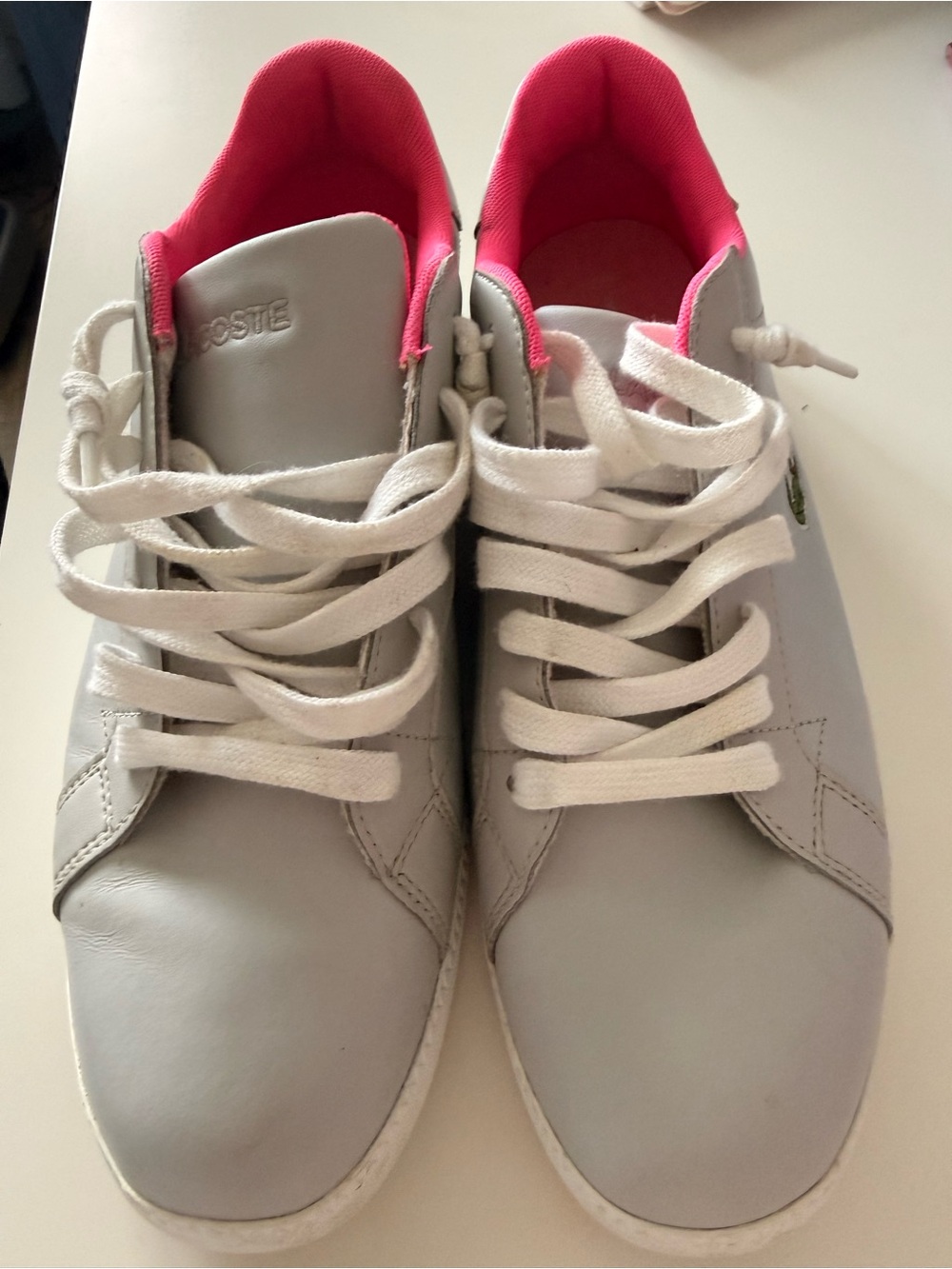 Lacoste White Sneakers with Pink Lining